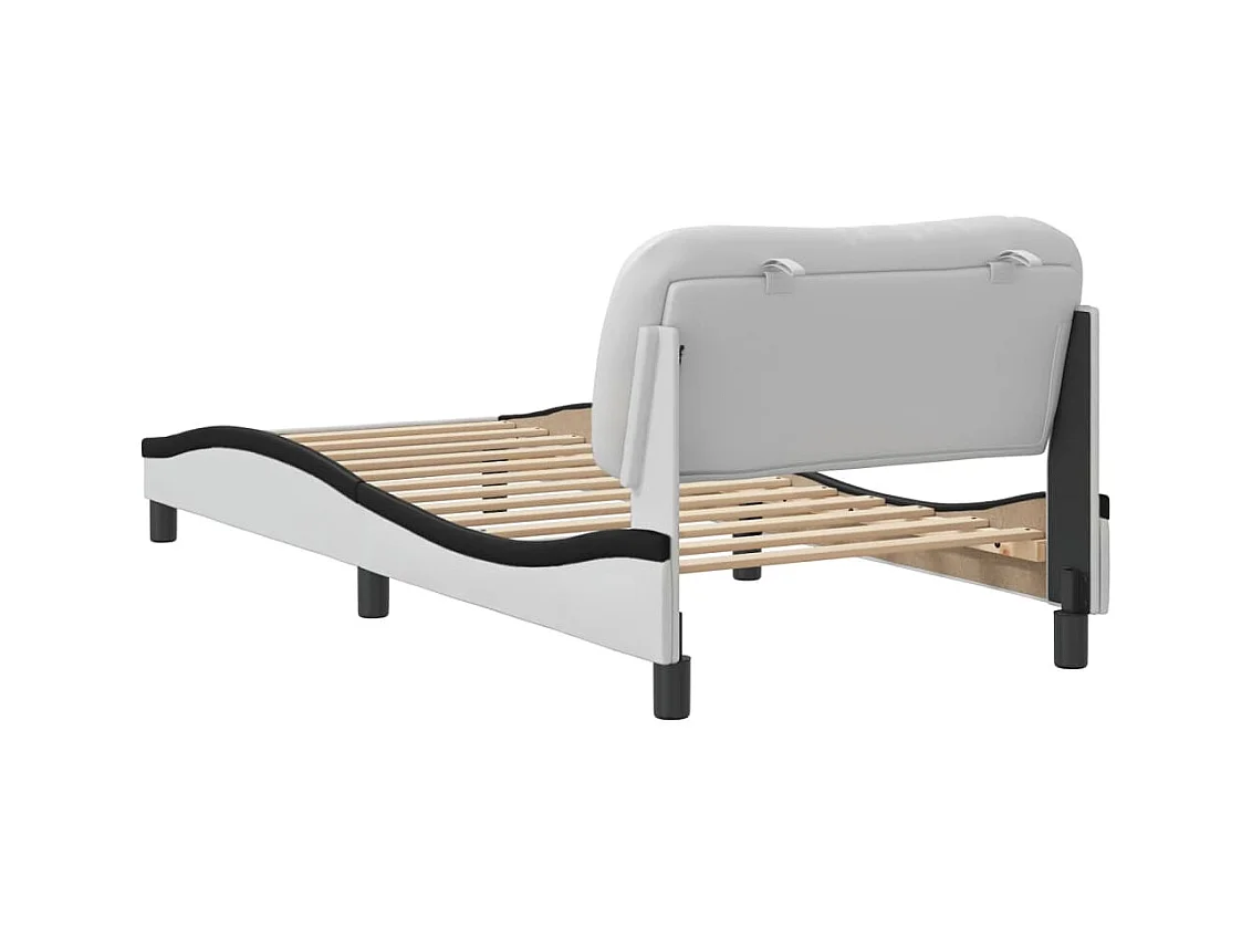 Cadre de lit sans matelas blanc et noir 90x190 cm similicuir