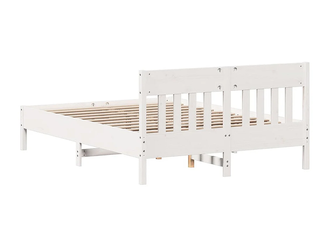 Cadre de lit sans matelas blanc 160x200 cm bois de pin massif