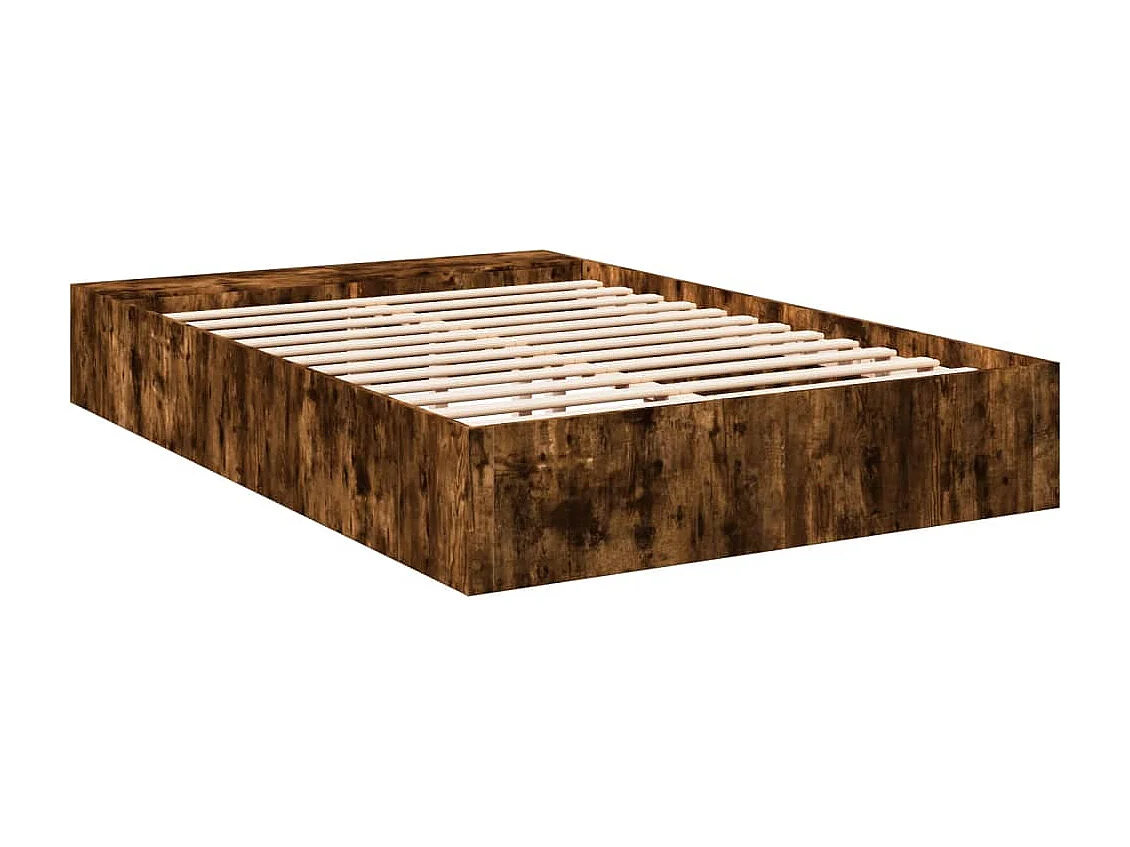Cadre de lit sans matelas chêne fumé 135x190 cm
