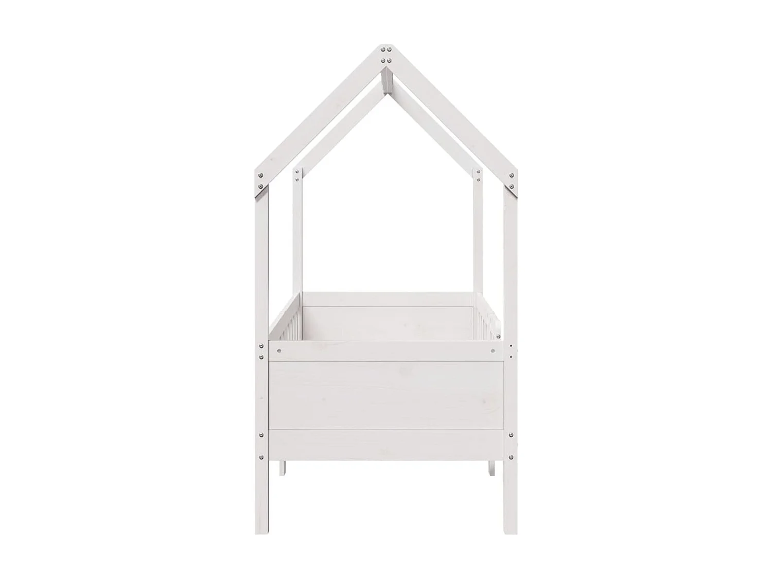Giroletto Casetta Bambini Bianco 70x140 cm Legno Massello Pino