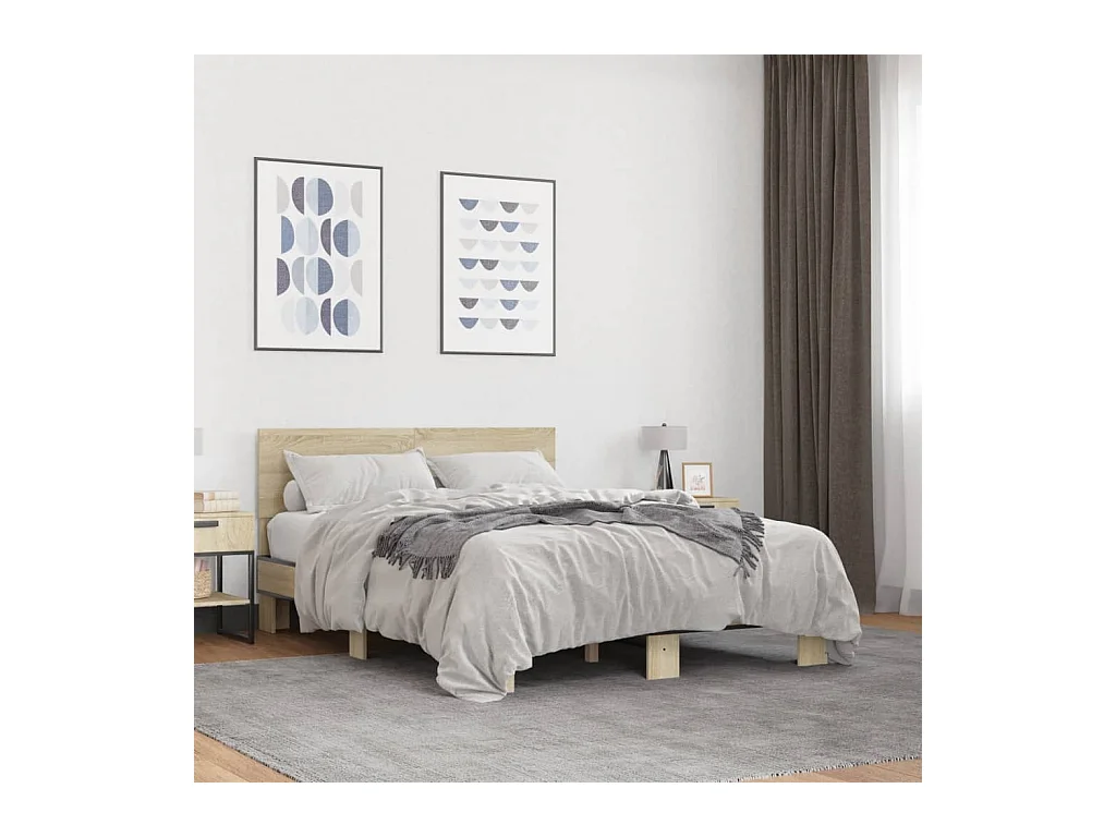 Cadre de lit sans matelas chêne sonoma 140x200 cm