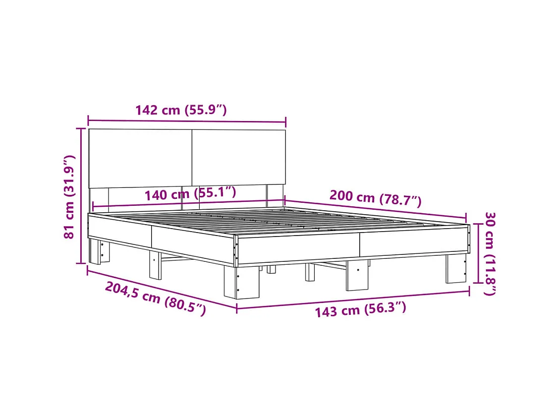 Cadre de lit sans matelas chêne sonoma 140x200 cm