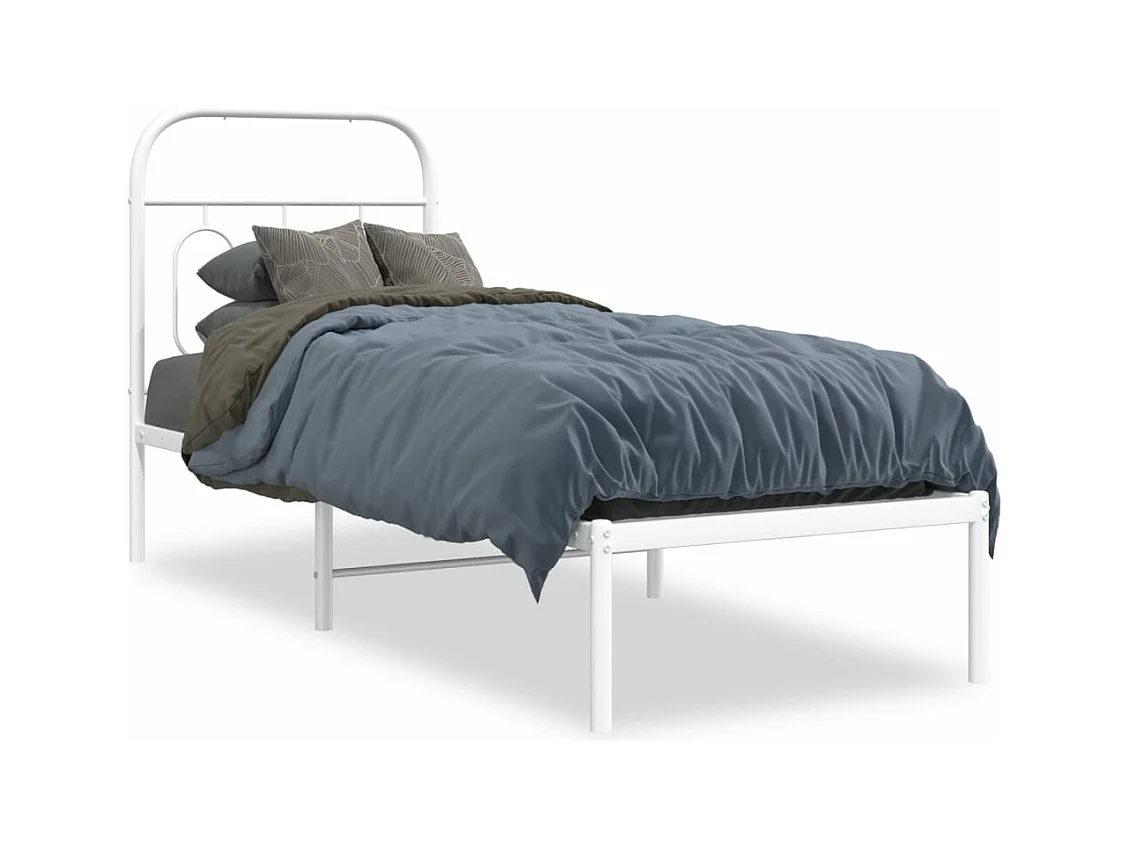 Bedframe met hoofdbord zonder matras metaal wit 75x190 cm