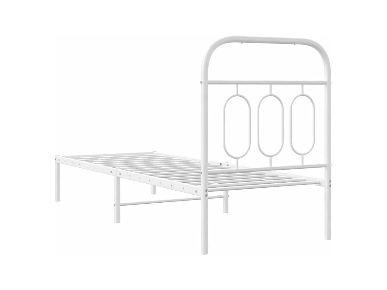 Bedframe met hoofdbord zonder matras metaal wit 75x190 cm