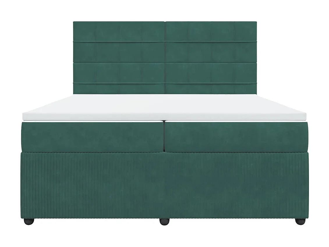 Giroletto a Molle con Materasso Verde Scuro 200x200 cm Velluto