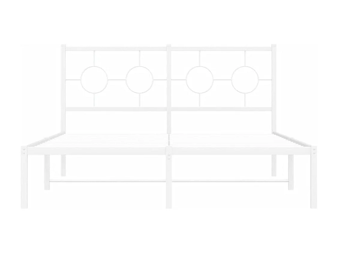 Cadre de lit métal sans matelas et tête de lit blanc 140x200 cm