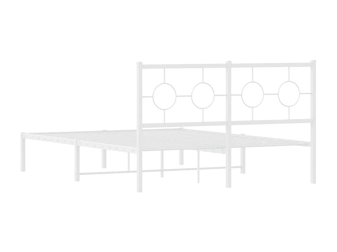 Cadre de lit métal sans matelas et tête de lit blanc 140x200 cm