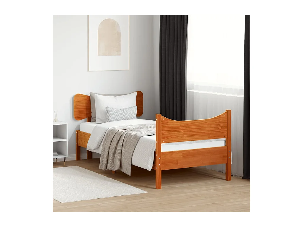 Letto senza Materasso Marrone Cera 75x190 cm in Legno di Pino