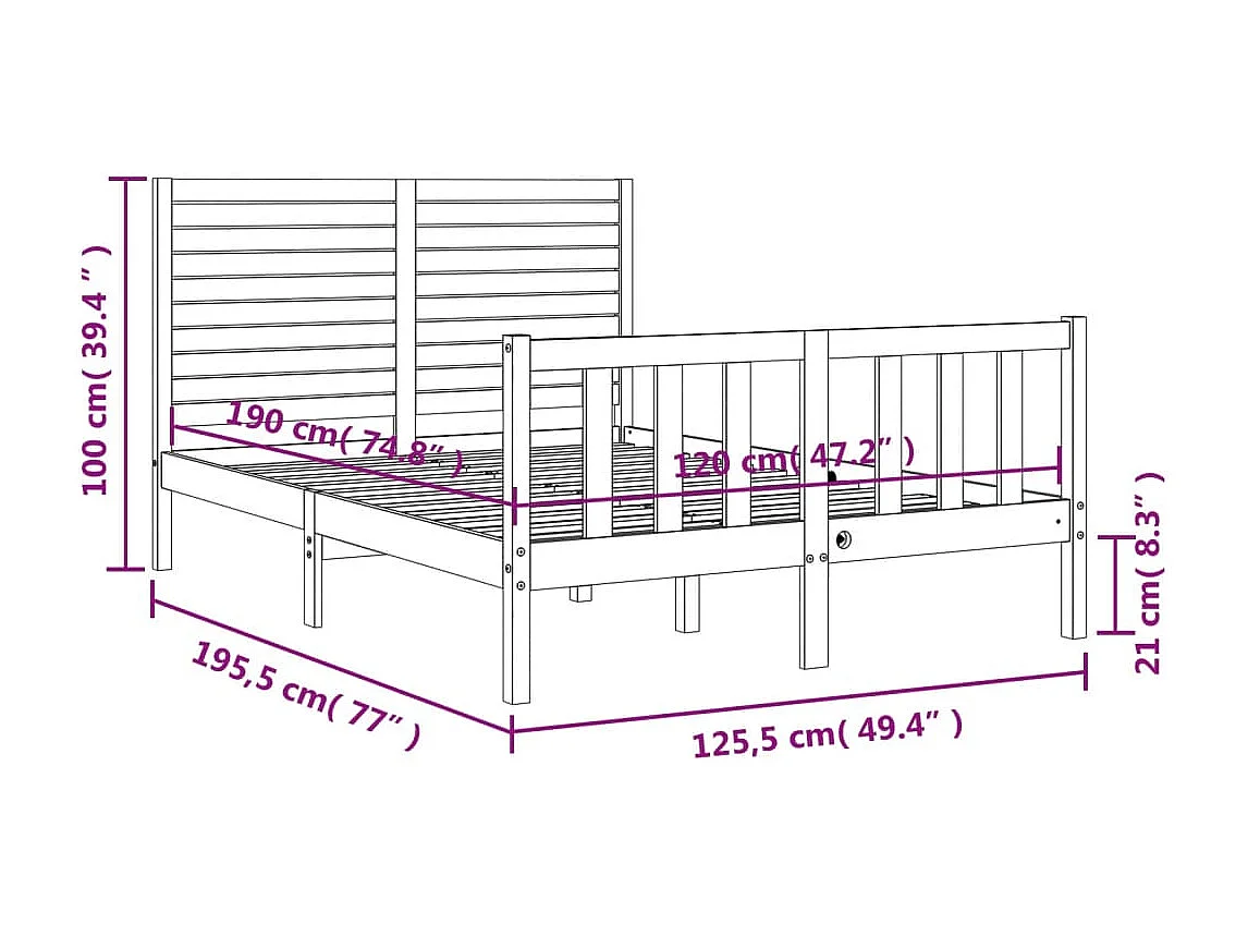 Cadre de lit sans matelas blanc 90x200 cm bois de pin massif