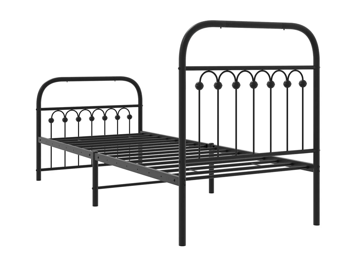 Bedframe met hoofd- en voeteneinde metaal zwart 80x200 cm