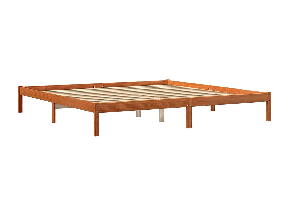 Giroletto senza Materasso Marrone Cera 200x200 cm Legno di Pino