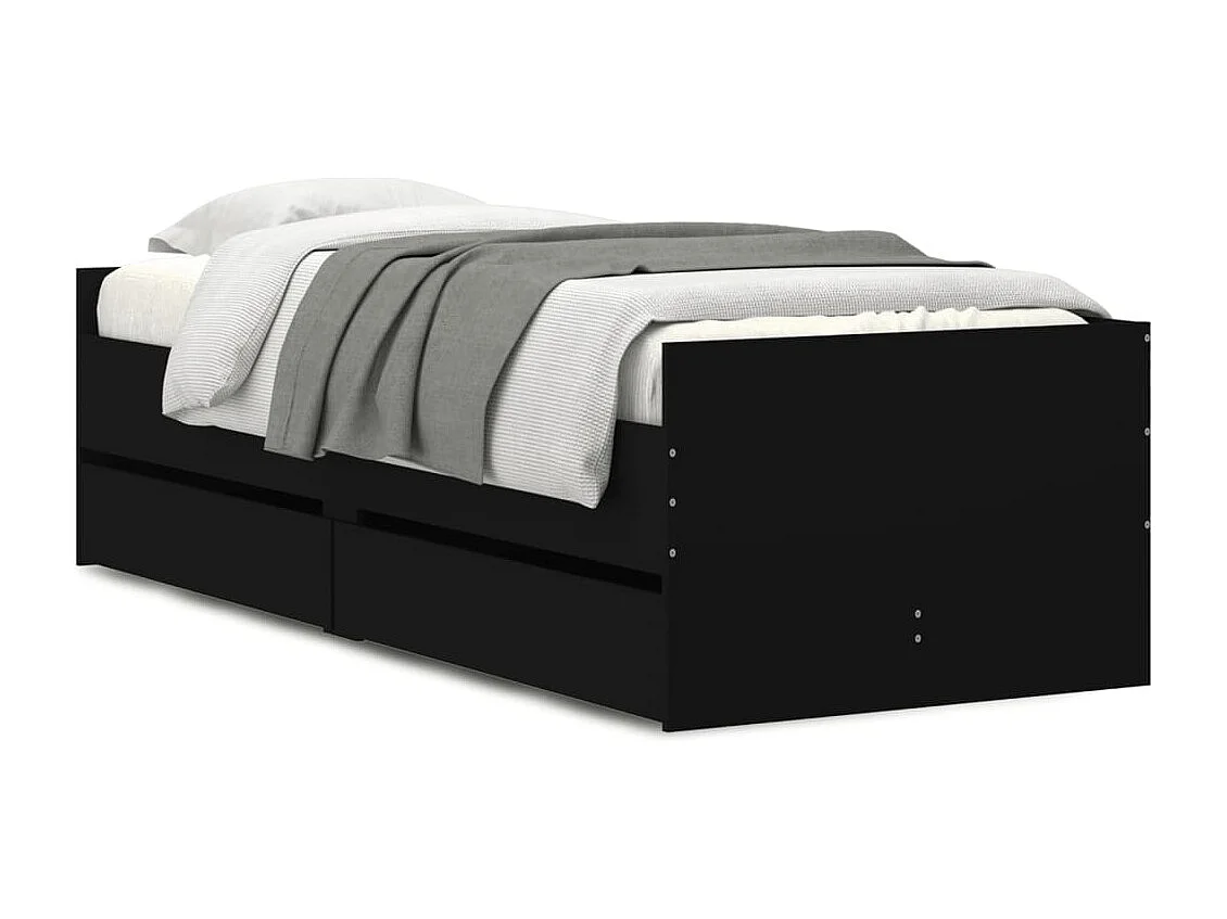 Cadre de lit sans matelas noir 75x190 cm