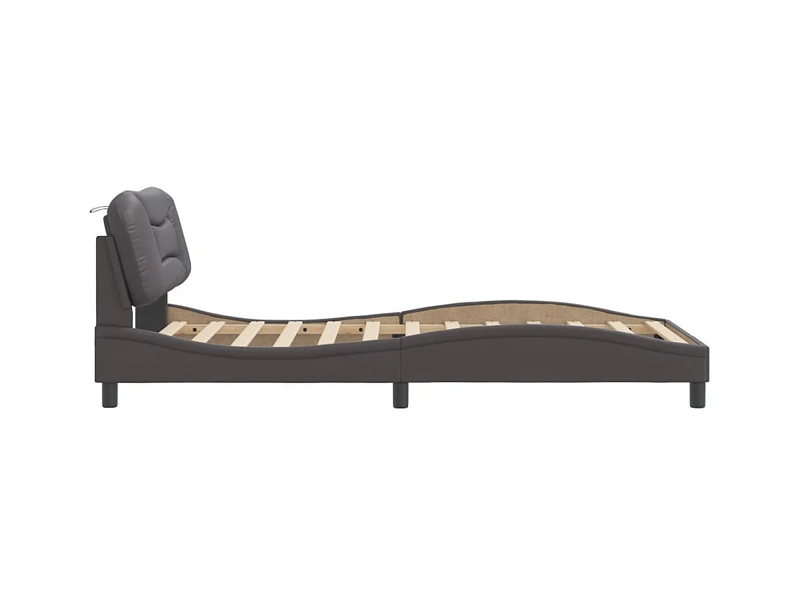Cadre de lit sans matelas gris 100x200 cm similicuir
