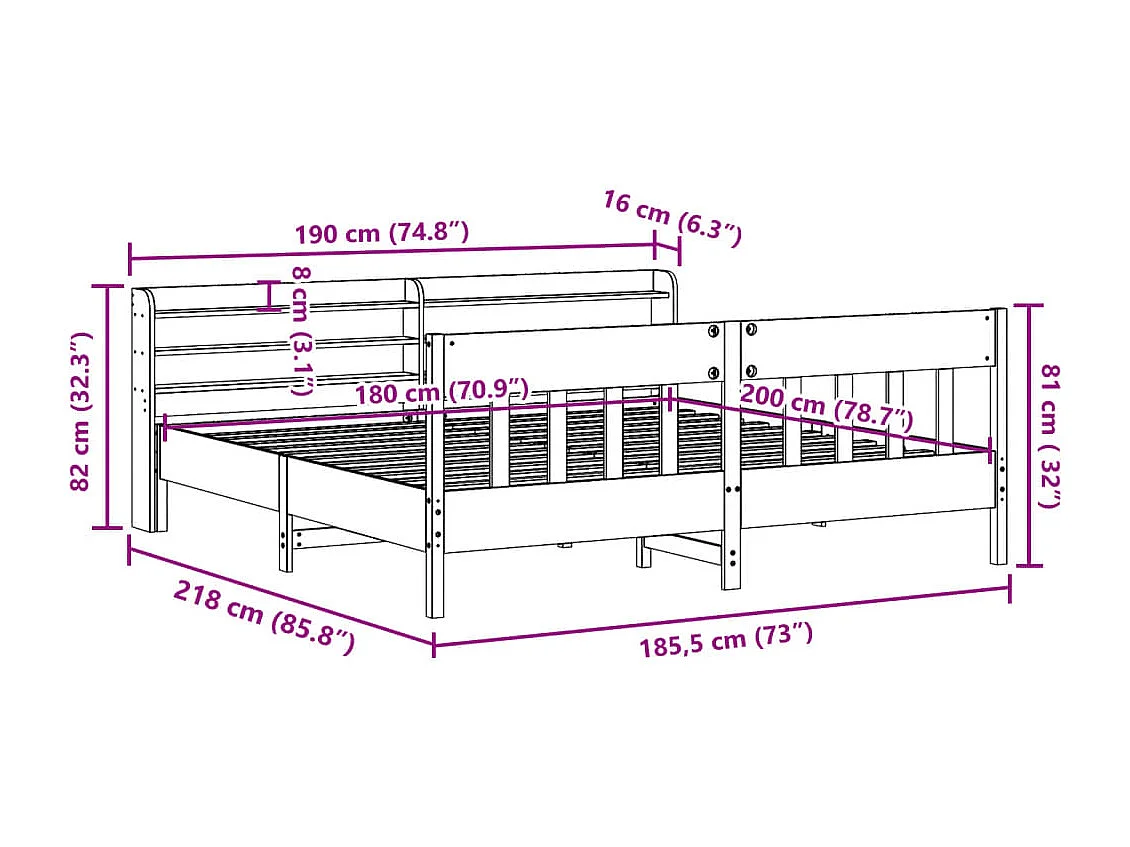 Cadre de lit sans matelas chêne marron 120x190 cm