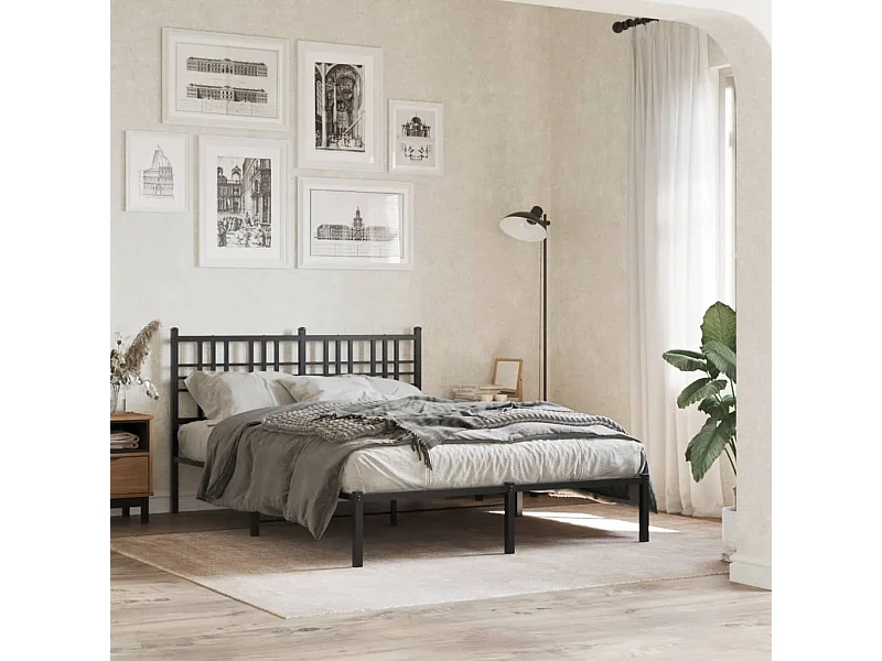 Giroletto con Testiera in Metallo Nero 140x190 cm