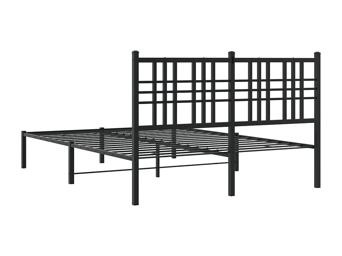 Cadre de lit métal sans matelas avec tête de lit noir 140x190cm