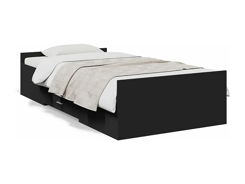 Cadre de lit avec tiroirs sans matelas noir 75x190 cm