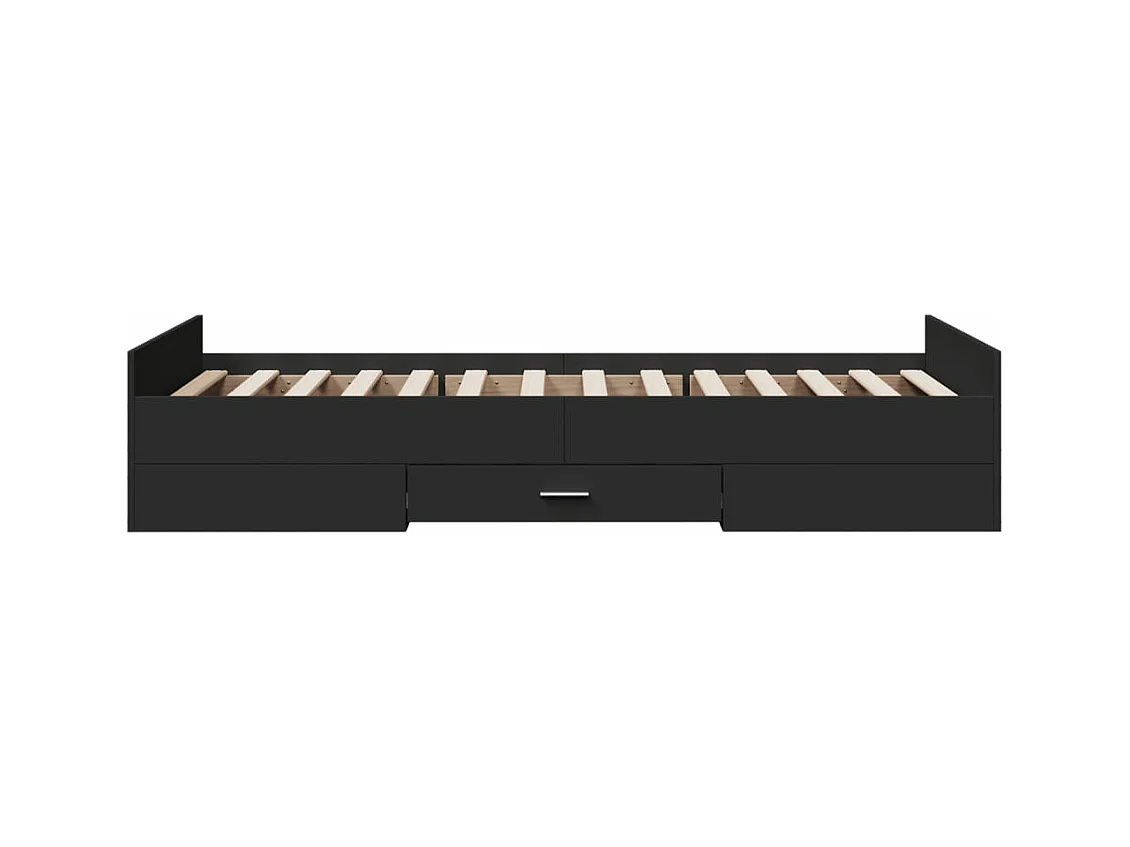 Giroletto con Cassetti Nero 75x190 cm in Legno Multistrato