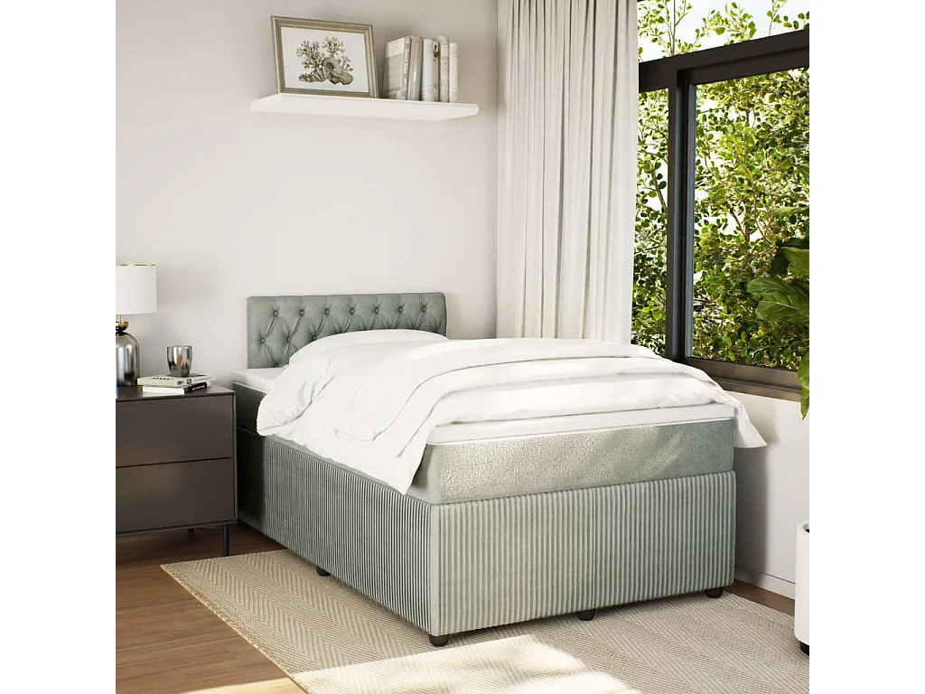 Boxspring met matras fluweel lichtgrijs 120x190 cm