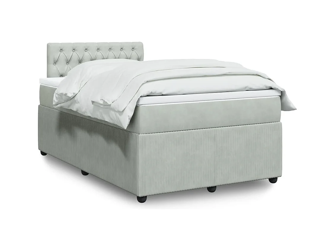 Boxspring met matras fluweel lichtgrijs 120x190 cm