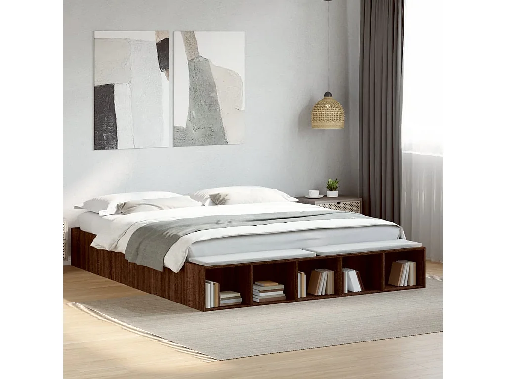 Cadre de lit sans matelas chêne marron 200x200 cm