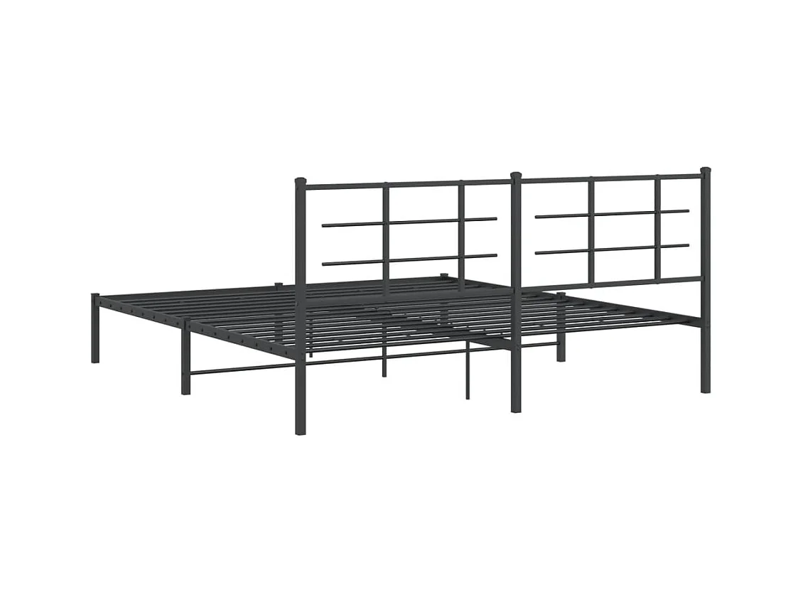 Giroletto con Testiera in Metallo Nero 180x200 cm