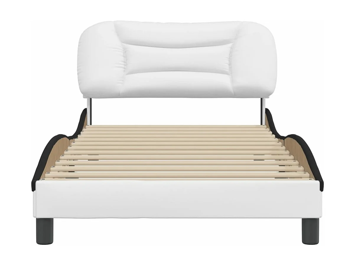 Cadre de lit sans matelas blanc et noir 100x200 cm similicuir