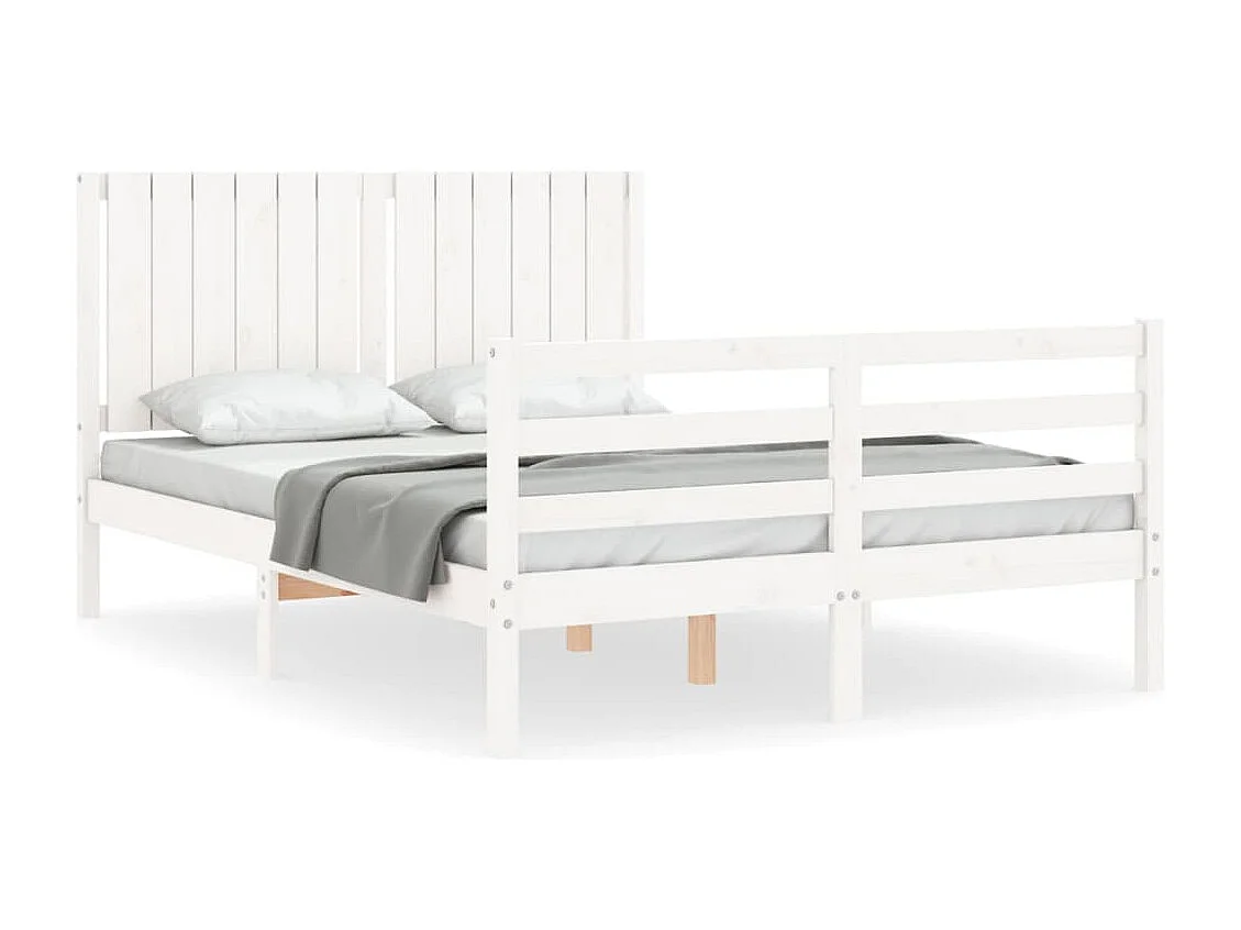 Massivholzbett mit Kopfteil Weiß