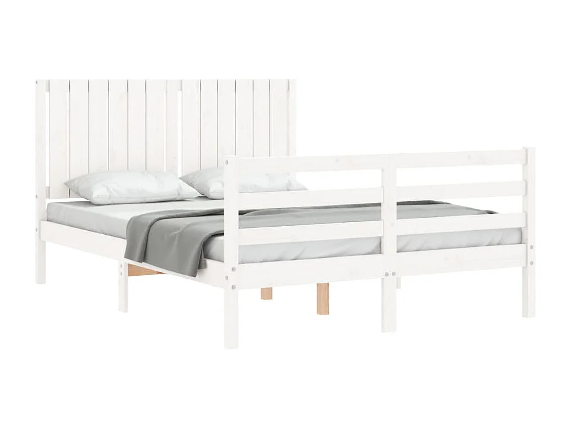 Massivholzbett mit Kopfteil Weiß