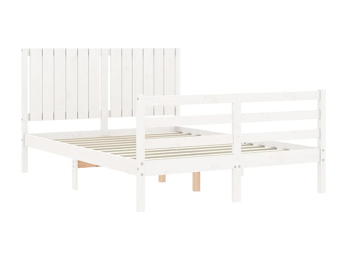 Massivholzbett mit Kopfteil Weiß