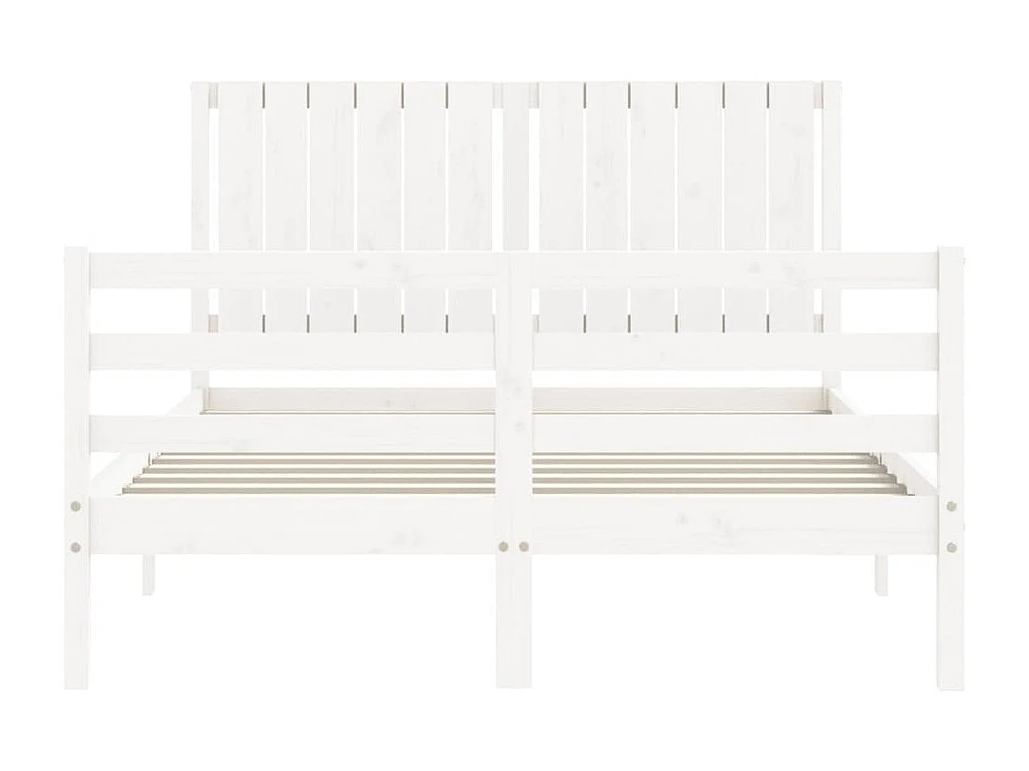 Massivholzbett mit Kopfteil Weiß