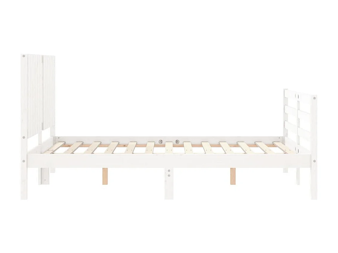 Massivholzbett mit Kopfteil Weiß