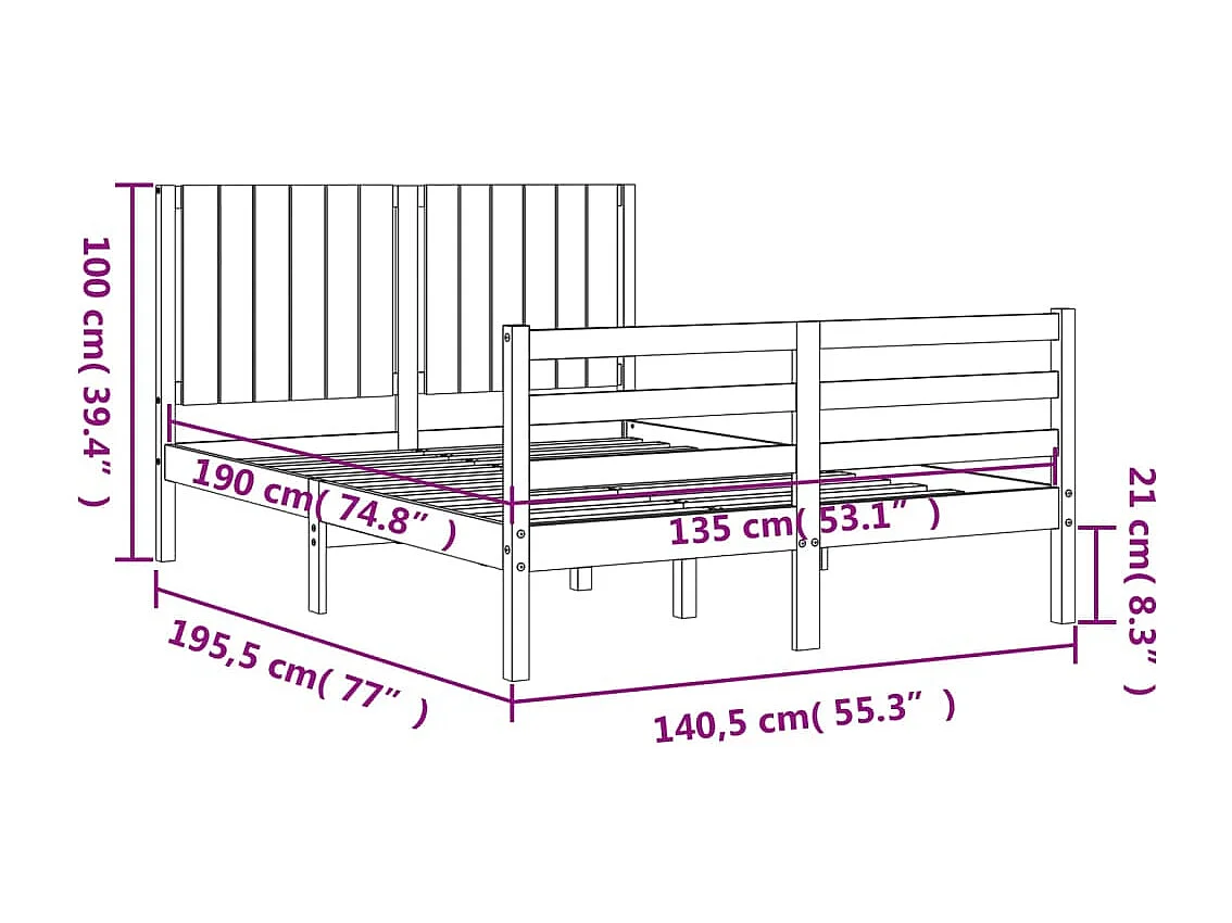 Massivholzbett mit Kopfteil Weiß