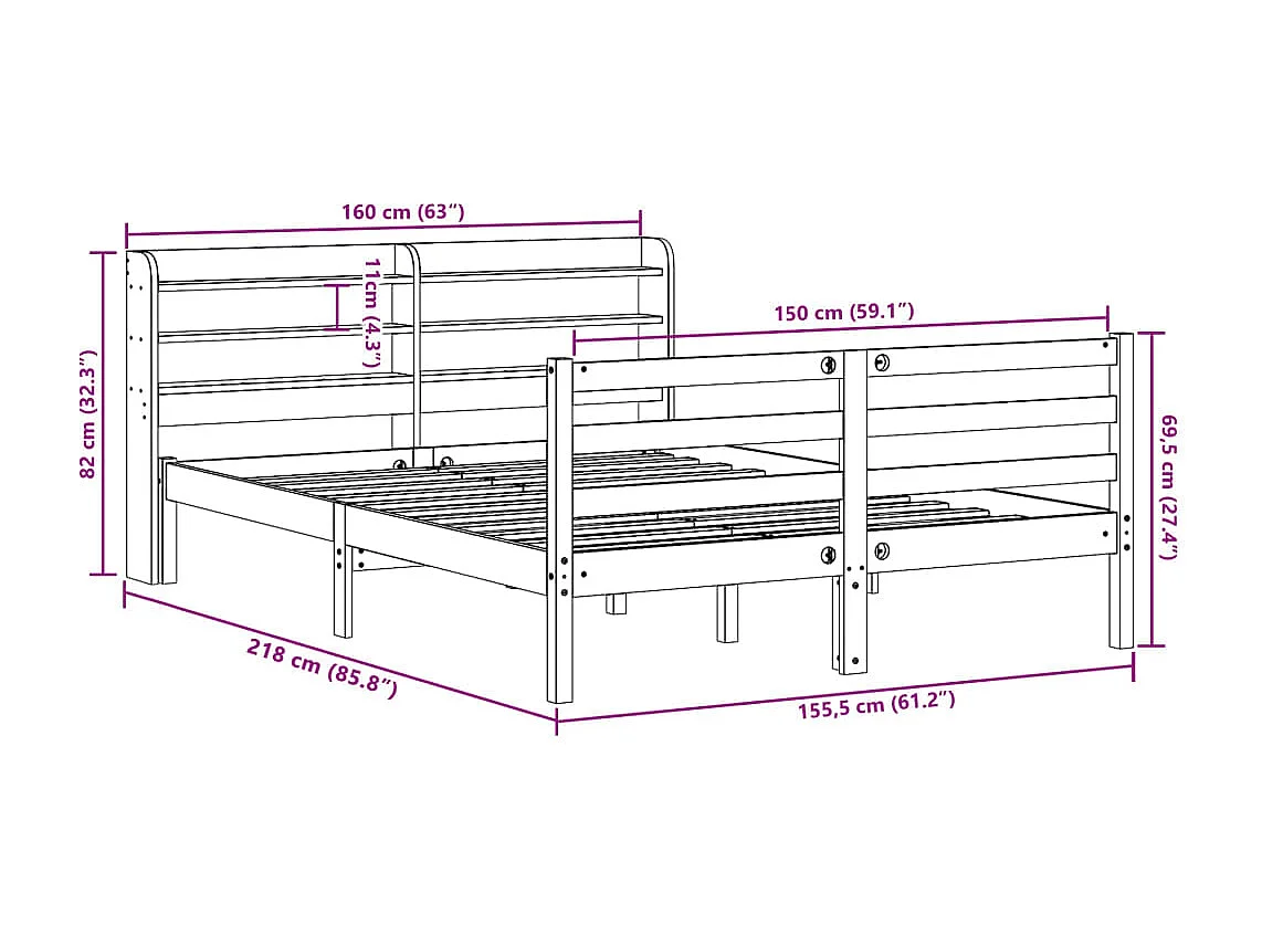 Cadre de lit sans matelas noir 100x200 cm