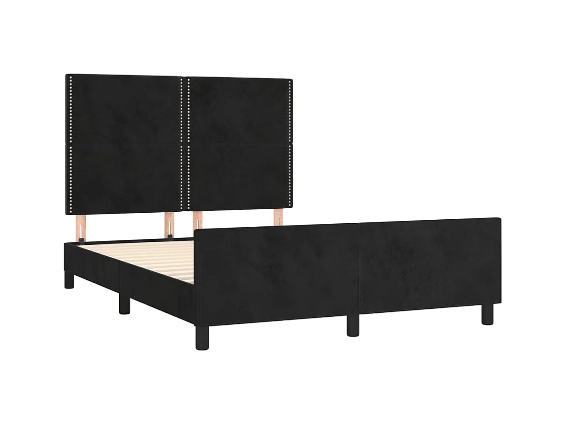 Cadre de lit sans matelas noir 140x200 cm velours