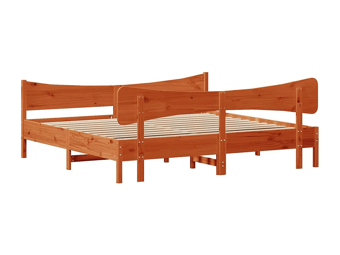 Cadre de lit sans matelas cire marron 180x200cm bois pin massif
