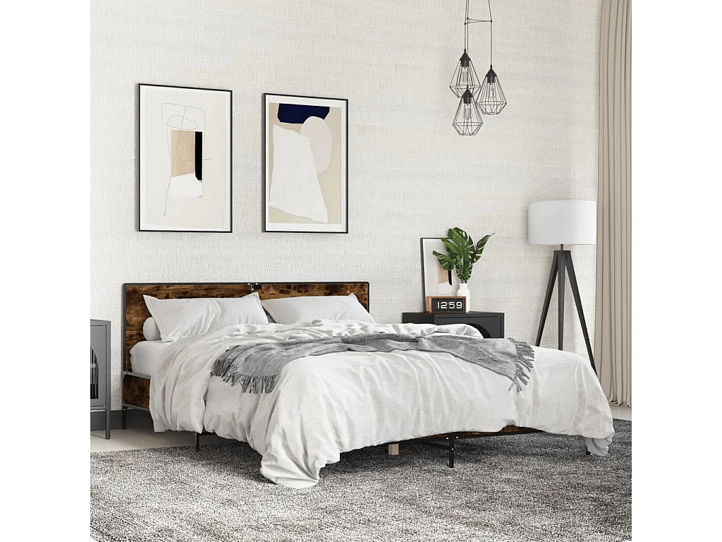 Cadre de lit sans matelas chêne fumé 160x200 cm