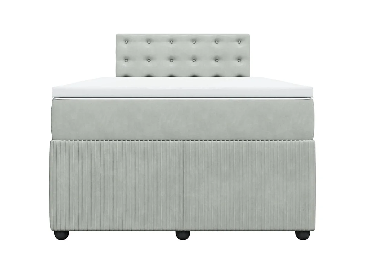 Giroletto a Molle con Materasso Grigio Chiaro 120x200cm Velluto