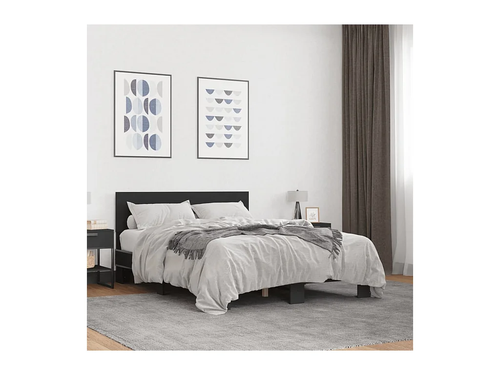 Cadre de lit sans matelas noir 140x200 cm