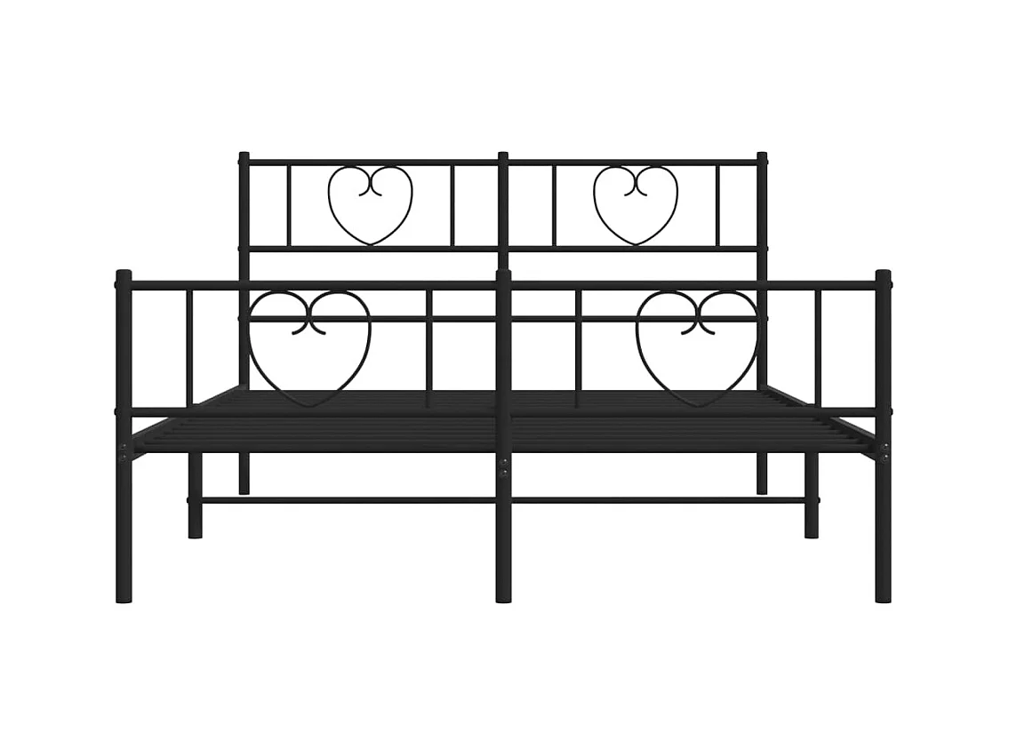 Cadre de lit métal sans matelas avec pied de lit noir 140x190cm