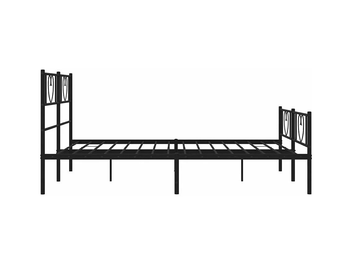 Cadre de lit métal sans matelas avec pied de lit noir 140x190cm