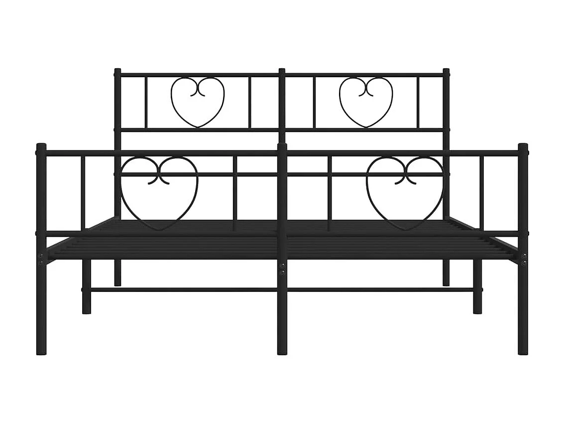 Cadre de lit métal sans matelas avec pied de lit noir 140x190cm