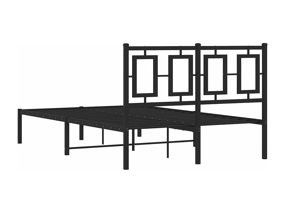 Cadre de lit métal sans matelas avec tête de lit noir 120x200cm