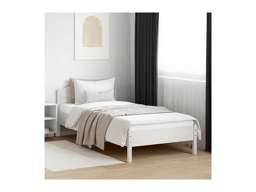 Bedframe zonder matras massief grenenhout wit 140x200 cm