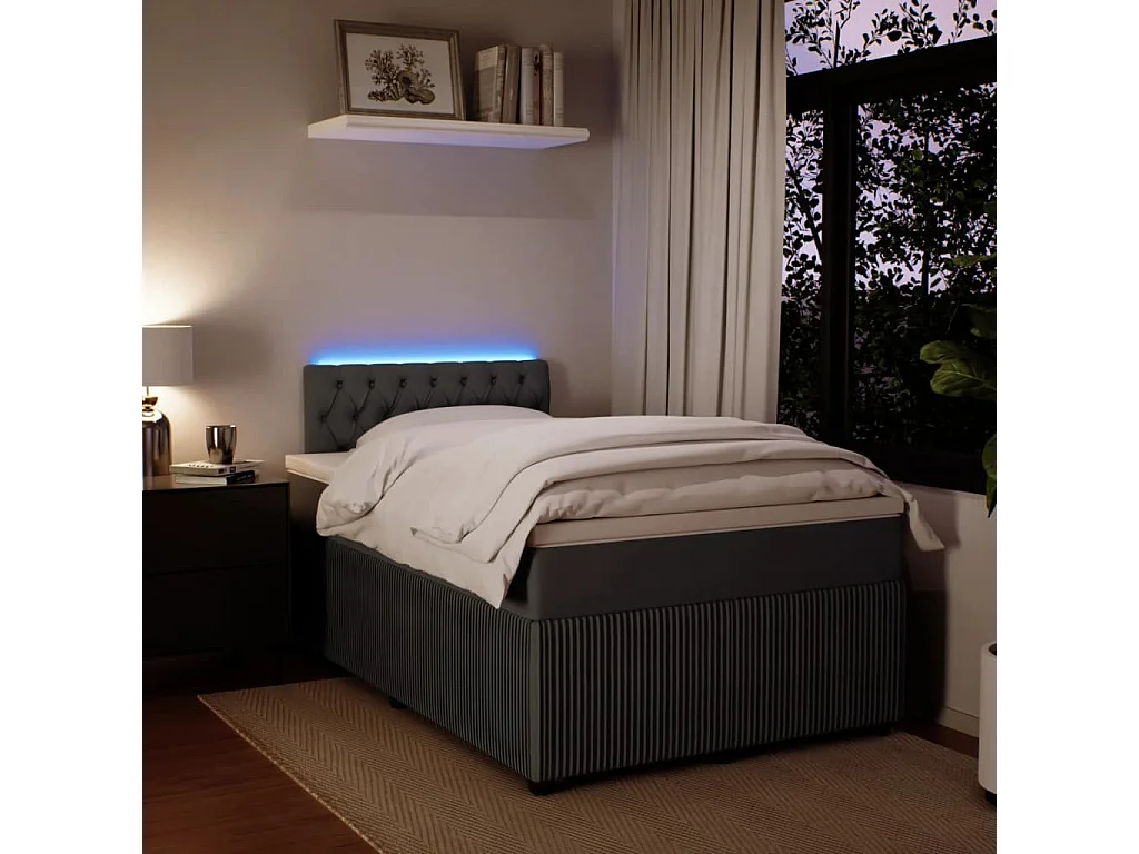 Giroletto a Molle con Materasso Grigio Scuro 120x190 cm Velluto