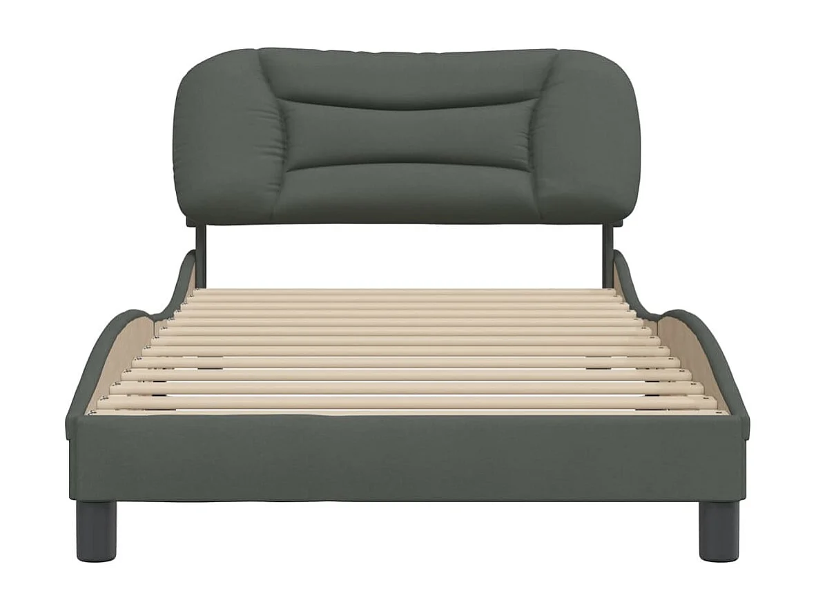 Cadre de lit sans matelas gris foncé 100x200 cm tissu