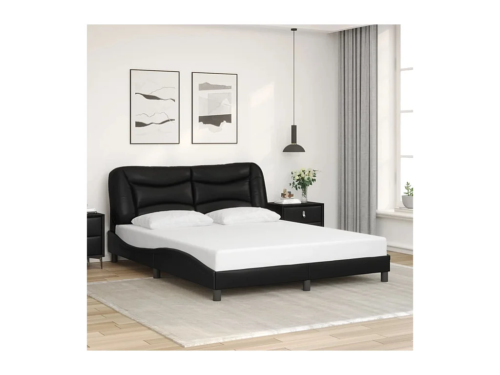 Cadre de lit sans matelas noir 160x200 cm similicuir