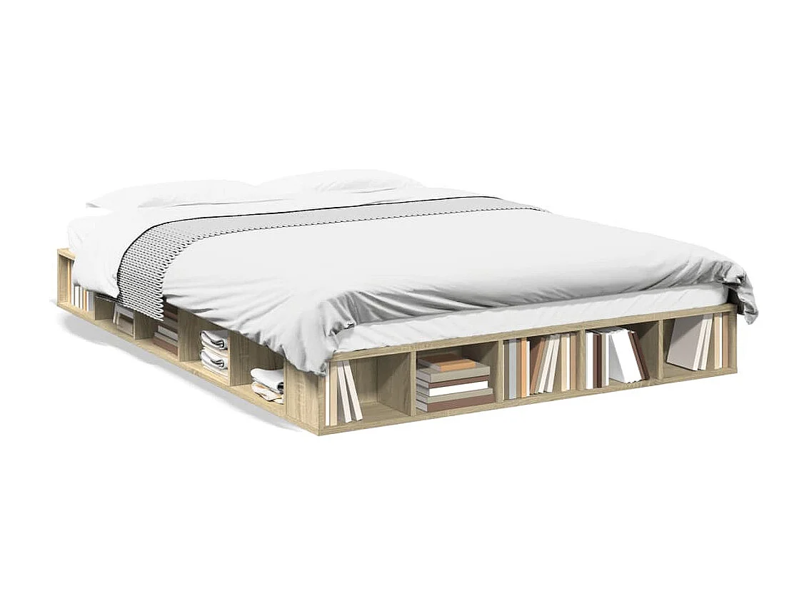 Estructura de cama madera de ingeniería roble Sonoma 140x200 cm