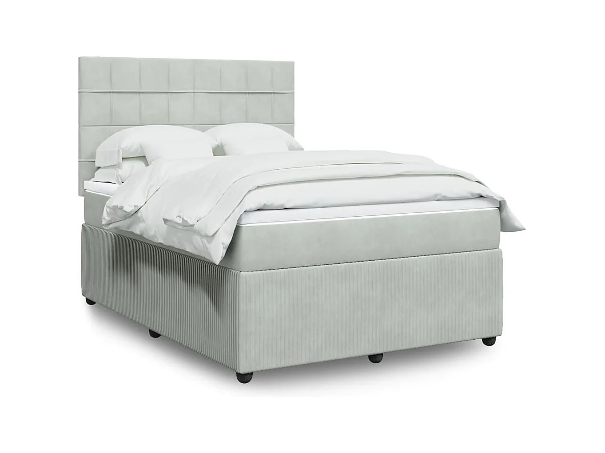 Sommier à lattes de lit et matelas Gris clair 160x200cm Velours
