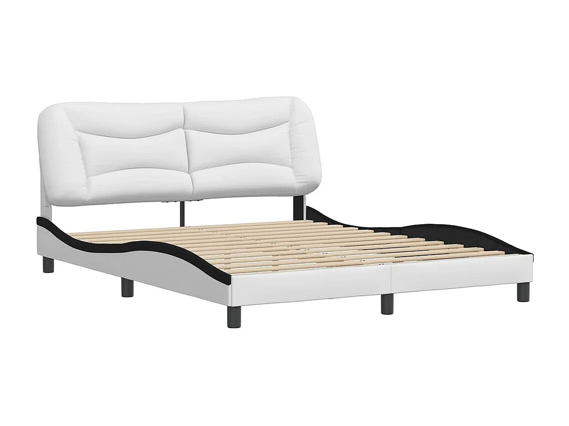 Cadre de lit sans matelas blanc et noir 160x200 cm similicuir